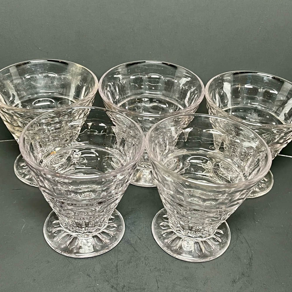Lot of 5 Fostoria Hermitage Clear Glass 3” Oyster /Sherbet Fruit Glasses Goblets